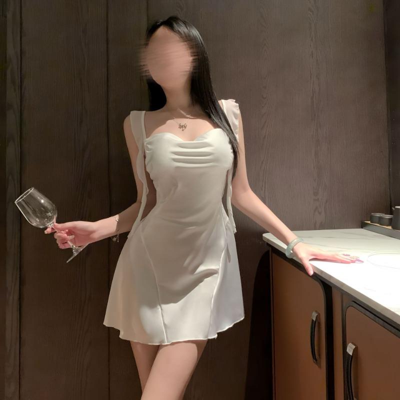 Sex underwear girl suspender dress nightclub new sexy slim nightdress home satin uniform qqny woman