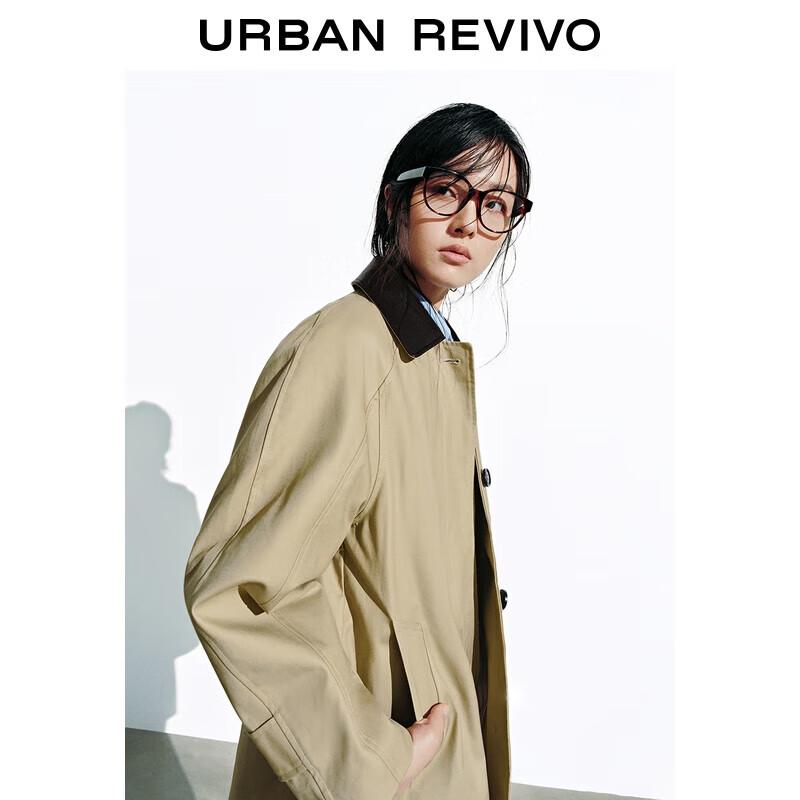 UR Women s Retro Patchwork Lapel Trench Coat S