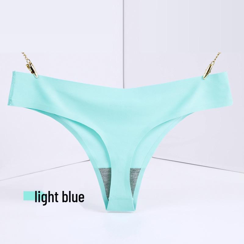 Burgundy Plus Size Low Rise Invisible Ice Silk Quick-Dry Thong Panties for Women