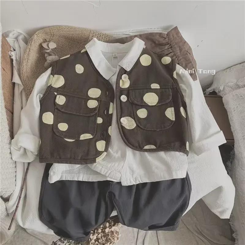 Camisa de manga murciélago estilo japonés retro para niños - Algodón y lino, primavera/otoño, ropa de abrigo para bebé niño
