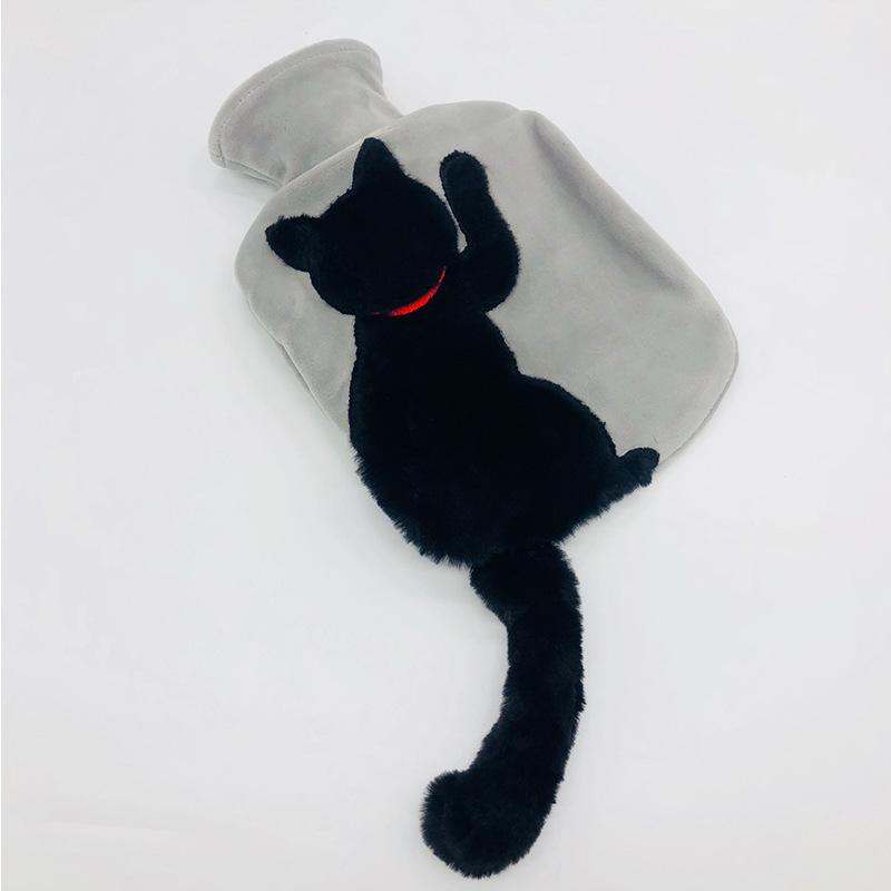 

Faux Rabbit Fur Squeeze-Resistant Hot Water Bottle with Cute Tail and Washable PVC Cover
