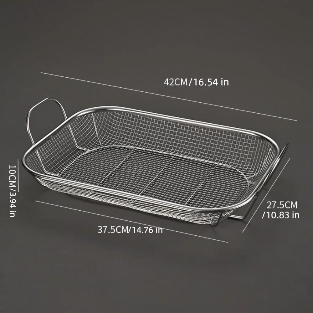 Square Square BBQ Grill Basket Mesh Frying Net Filter Basket Vegetable Washing Basket Camping