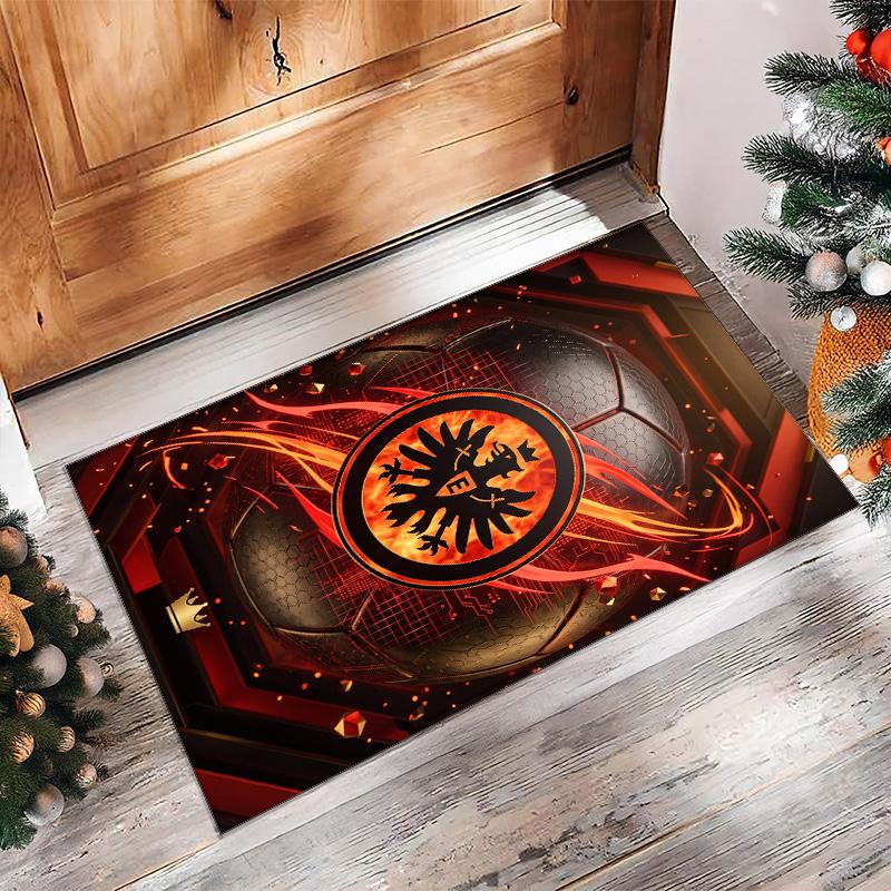 Eintracht Frankfurt Football Print Crystal Velvet Rug, Comfortable Water Absorbent Non Slip Indoor Floor Carpet