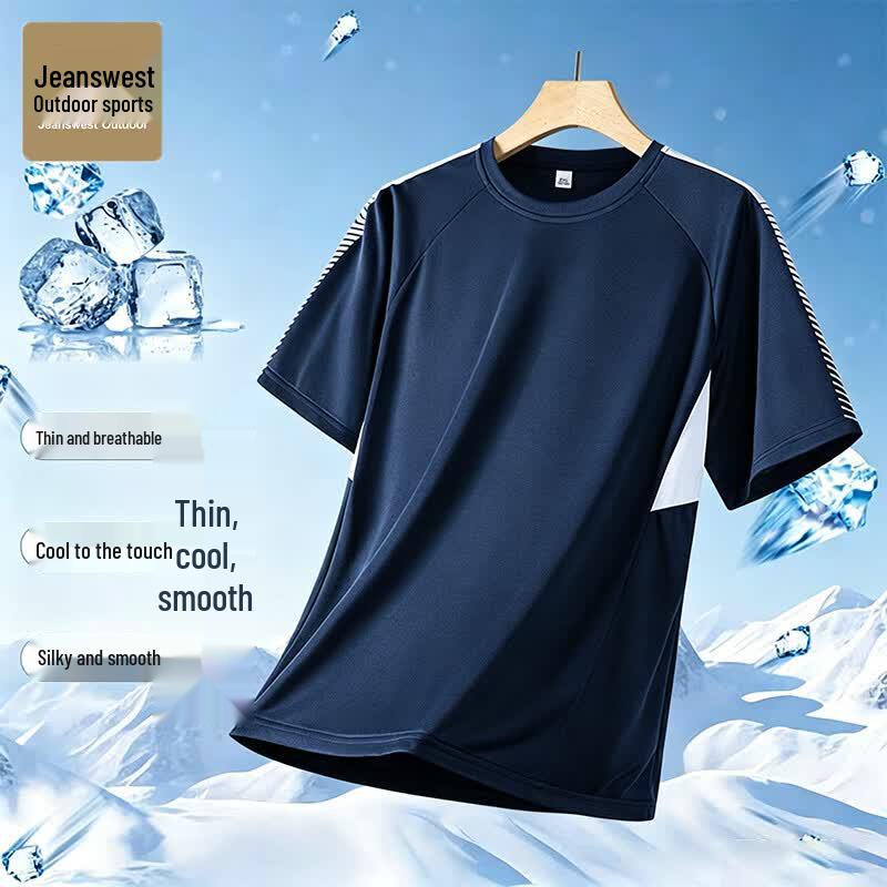 JEANSWEST OUTDOOR Men s Ice Silk Quick-Dry Round Neck T-Shirt L
