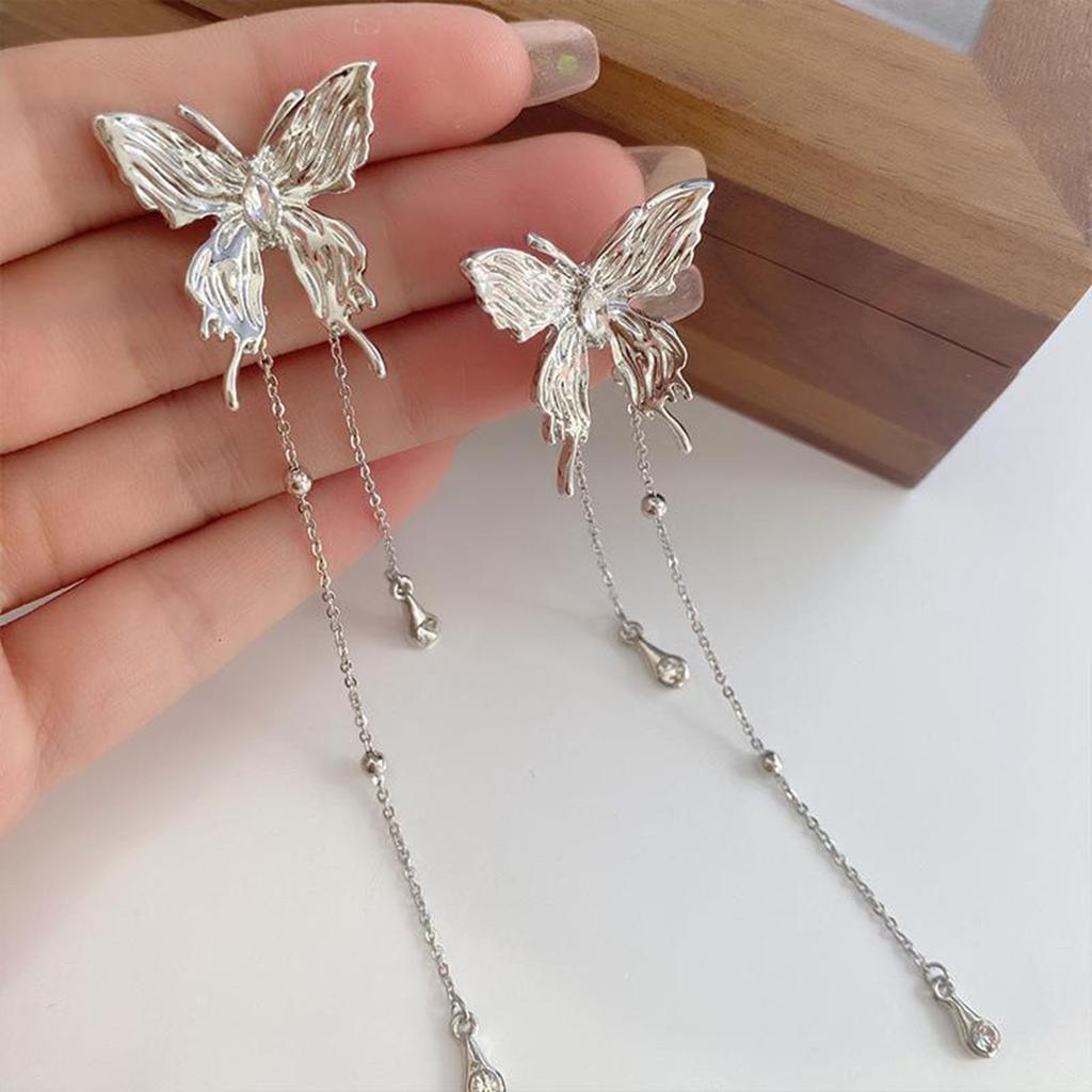 Gothic Elf Earcuffs Non Piercing Cartilage Climber Ear Wrapped Vintage Silver Stud Earrings Long Tassel Earrings Gift