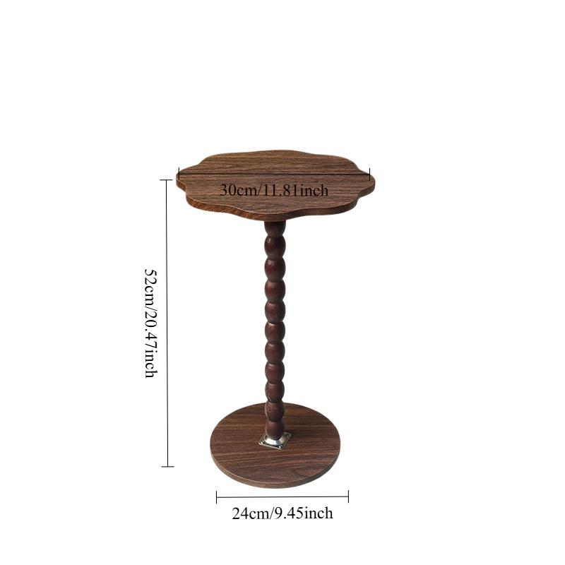 Brown Floral shape Side Table, Narrow Modern End Table with Pedestal Stand for Small Spaces, Beside Sofa Couch & Office