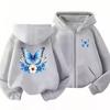Butterfly Flower Girl Pink Hoodie Zip Up Cardigan Tops Black Hoodies 3-12 Year Zipper Style Children Red Autumn Coat