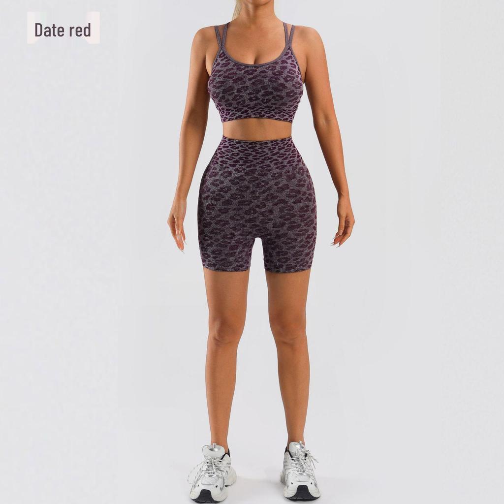 TK High Waist Seamless Yoga Set: Stretchy Three-Quarter Shorts & Sexy Bra with Chest Pads for Women