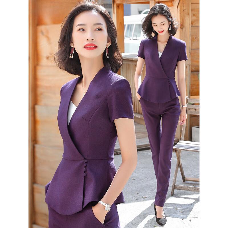 Женский деловой костюм-двойка с коротким рукавом XXL