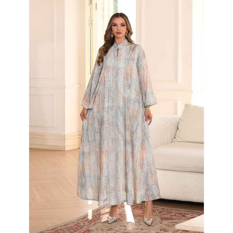 2025 Indonesian Fairy Women Dress Middle East Elegance Fashion Print Sequin Dubai Arab Robe Dress