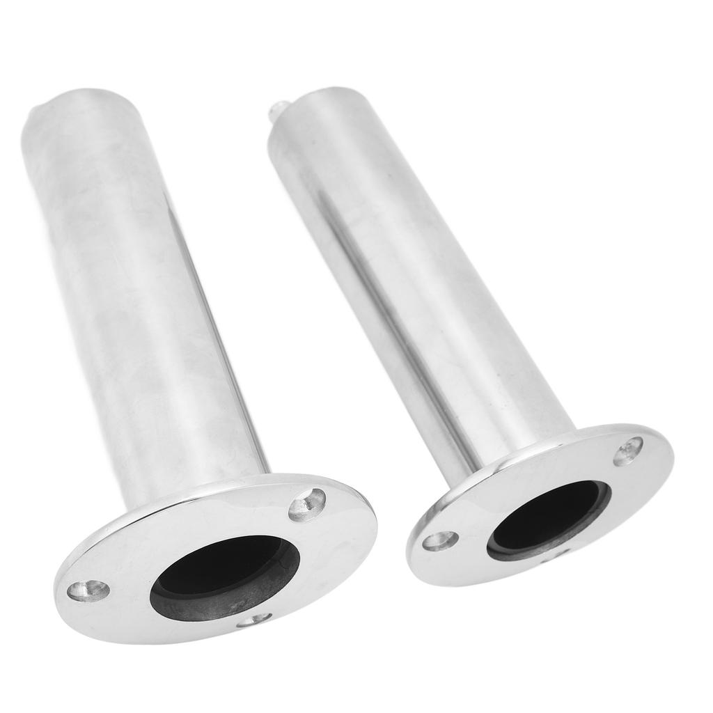 2Pcs Fishing Rod Holders Support Stainless Steel Heavy Duty Fishing Pole Holders with Draining Tube Liner 90 Degree for