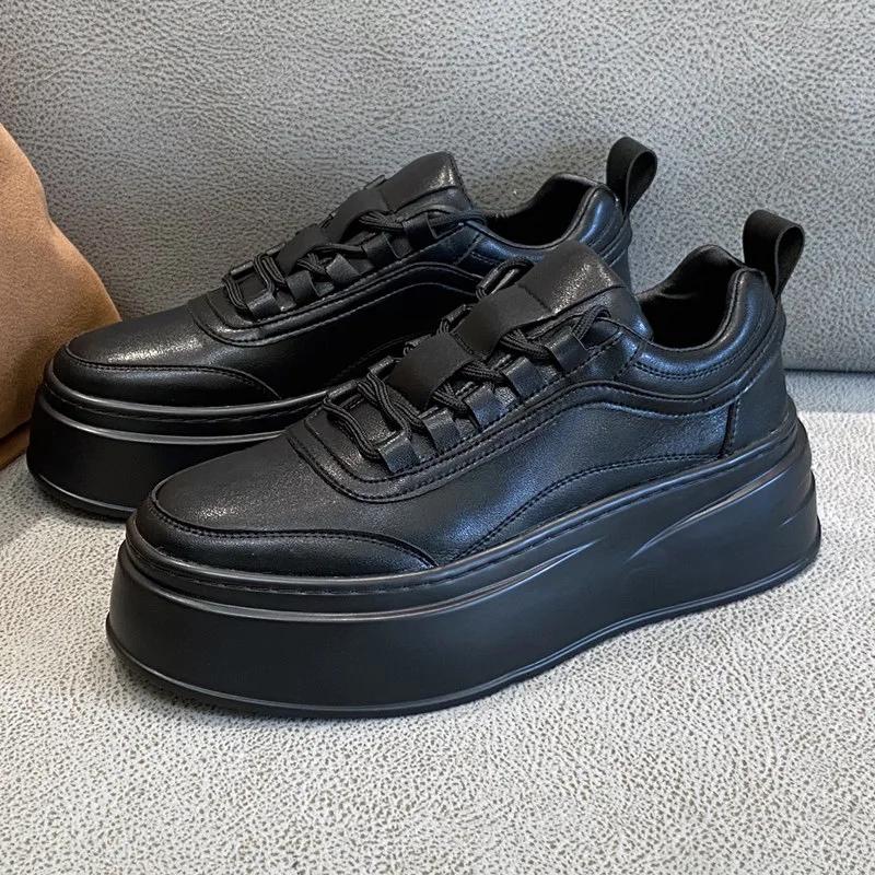 

Модные маленькие белые туфли для мужчин, новые толстые подошвы, дышащие кроссовки с увеличенной внутренней высотой, спортивная и повседневная обувь 44 чёрный