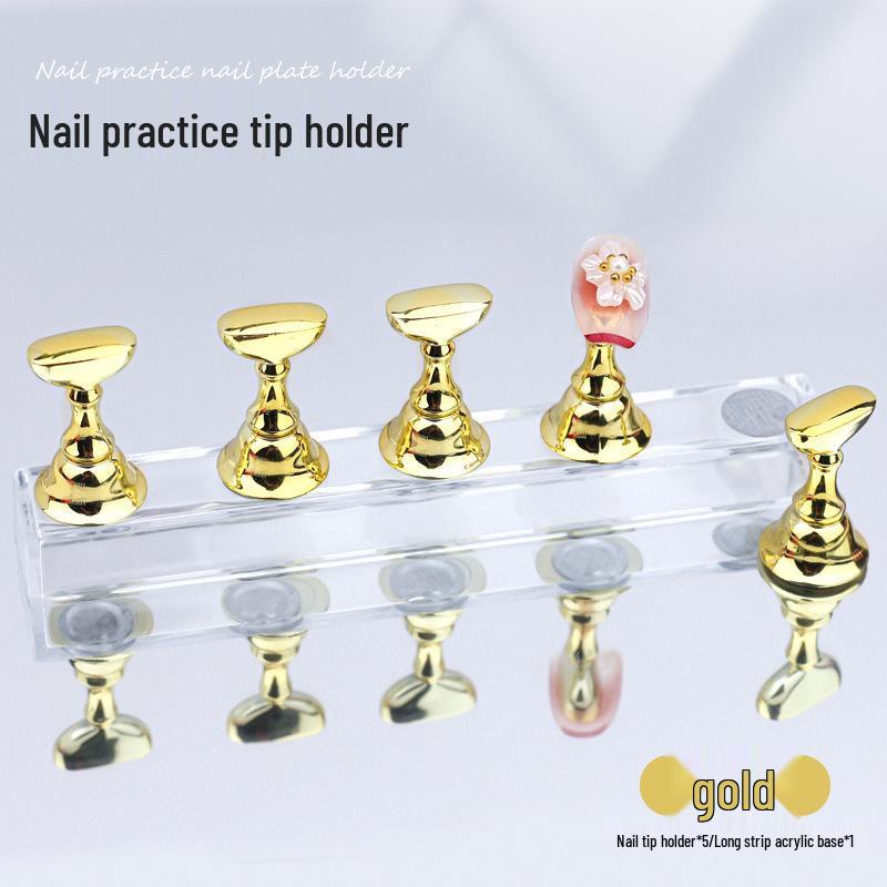 Magnetic Nail Art Practice Stand with Acrylic Base and Gem Holders