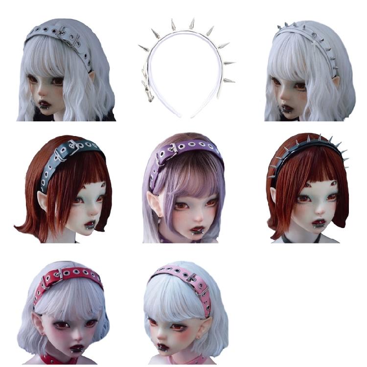 Fashion Punk PU Headband with Studded Rivet for Parties Nightclubs