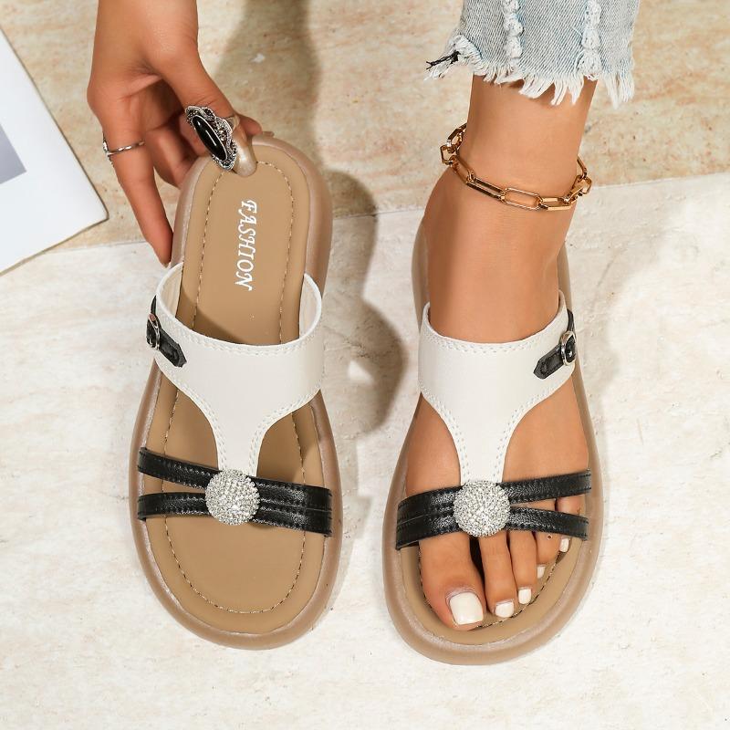 Fashion 2025 New Casual and Comfortable Summer Women's Flat Bottom Roman Sandals with Non Slip Rubber Soles Fashion Ladies Daily Sandals