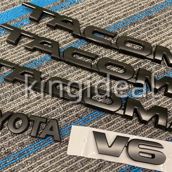

For 2005-2015 Tacoma Letter Emblem Kit V6 5pcs Matte Black Door Rear Badges Set