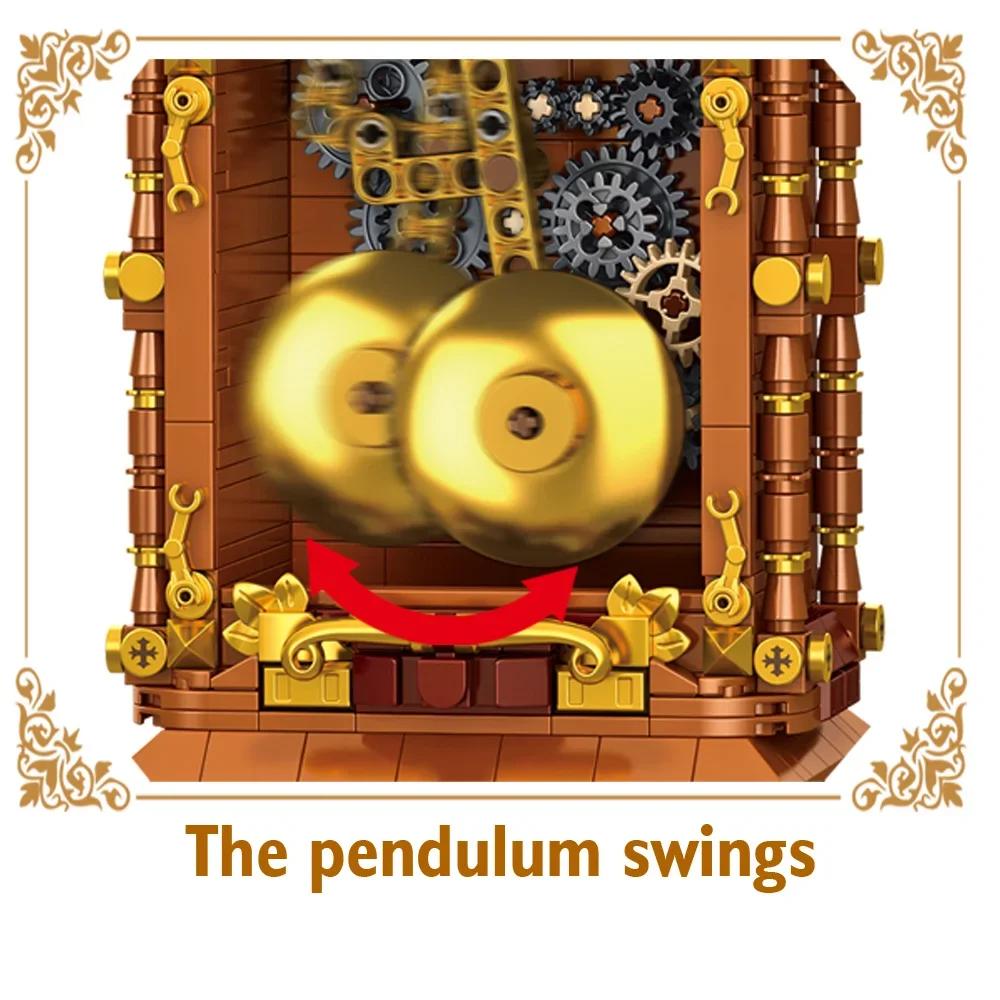 Retro Building Blocks Swing Pendulum Clock Construction Brick Set DIY Construction Toy for Kids Adults Classic Creative Gift