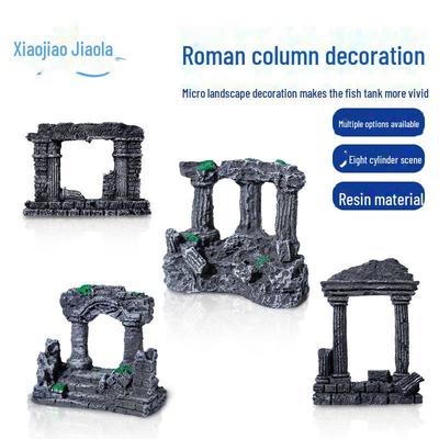 Coloană Romană Rășină Decor Acvariu: Peisaj cu mușchi cu coloană dublă