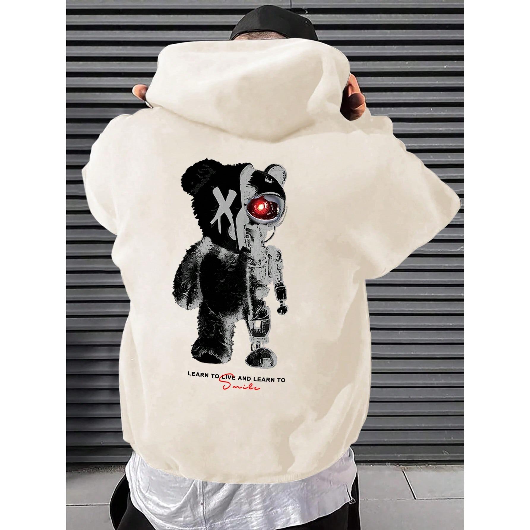 

Мультфильм Машина Медведь Принт Пуловеры Мужчины Мультфильмы Креативный Толстовка Oversize Одежда Осень Зима Мужской Толстовка 2XL