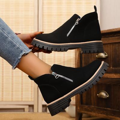 Women Simple And Stylish Boots Plus Size Platform Shoes Women  Thick Sole Ankle Boots Fashion Comfortable For Women