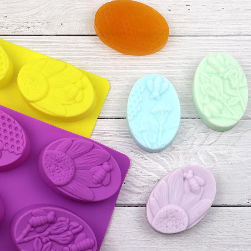 Honeycomb Soap Mold 3D Bumble Bee Stamp For Handmade Lotion Bars Honeybee Wax Melts Bath Bomb Chocolate Dessert Decoration Tools