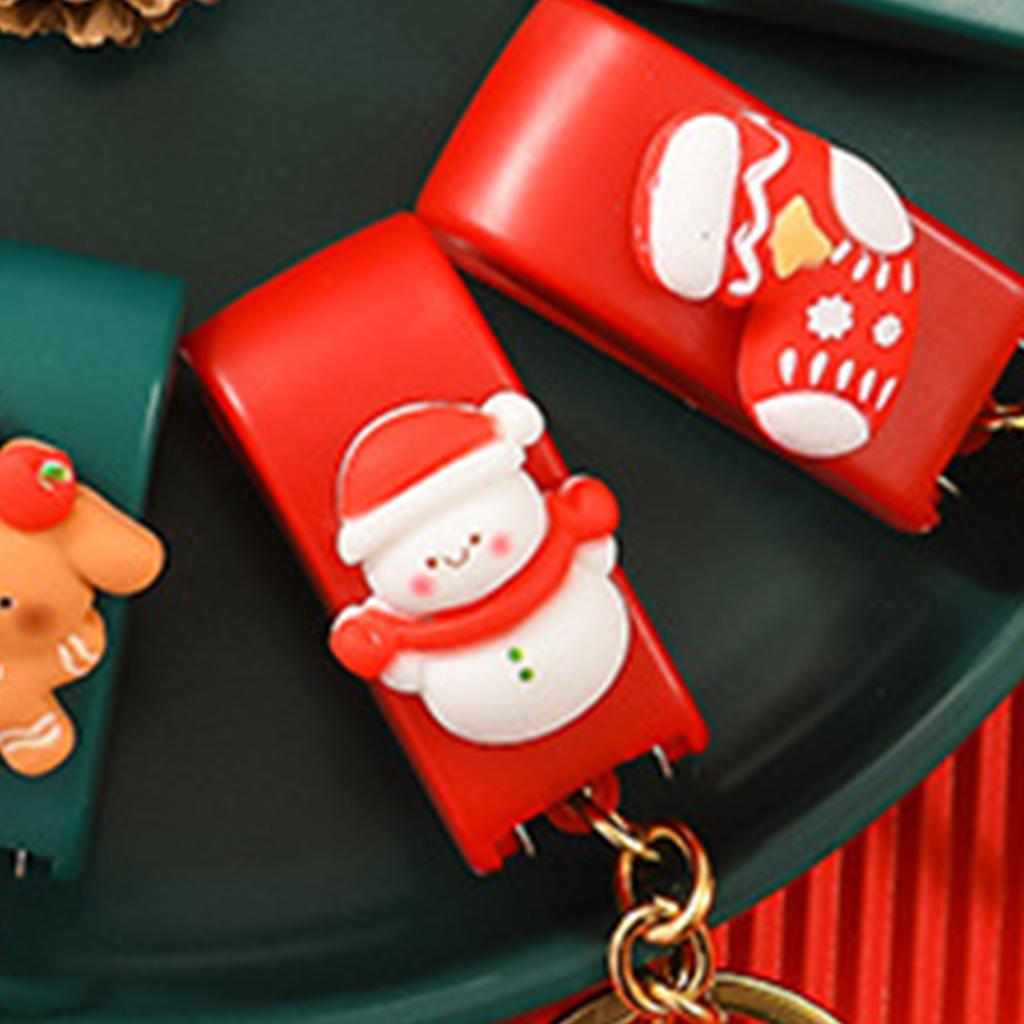 Stapler Multipurpose Cute Cartoon 10 Sheets Capacity Small Manual Table Stapler with Keychain for Christmas Present School
