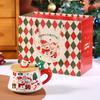 Snowman Ceramic Mugs Xmas Tree Spattered Coffee Cups New Cup Spoon Kit  Holiday Season