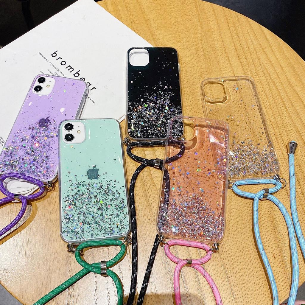 Applicable To Samsung S26U Protective Case S25U Mobile Phone Case S25 Gold Foil Epoxy A15 Diagonal Span Lanyard