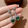 2025 Fashion Green Heart Simulation Emerald Pendant Earrings for Women's Party  Sterling Silver Noble Unique