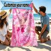 Custom Name Personalized Sailor Moon Print Beach Towel, for Trip Camping Beach Party Home Decor, Birthday Gift for Family & Friends