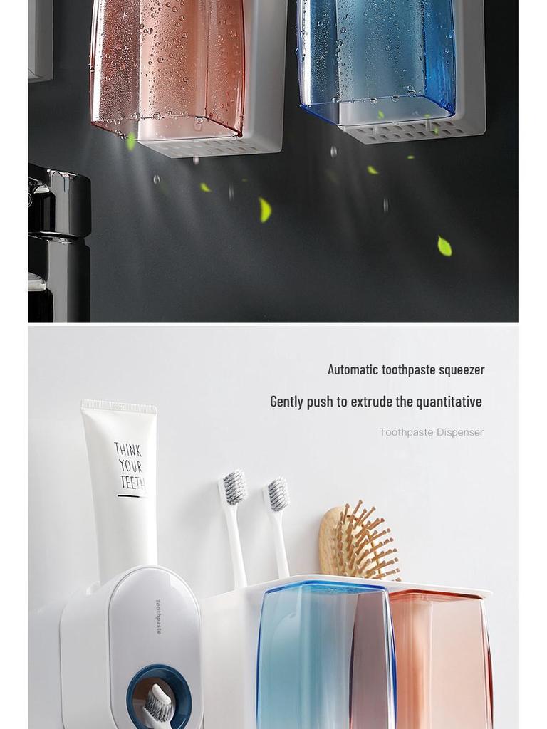 Magnetic Wall-Mounted Toothbrush and Mouthwash Cup Holder Set