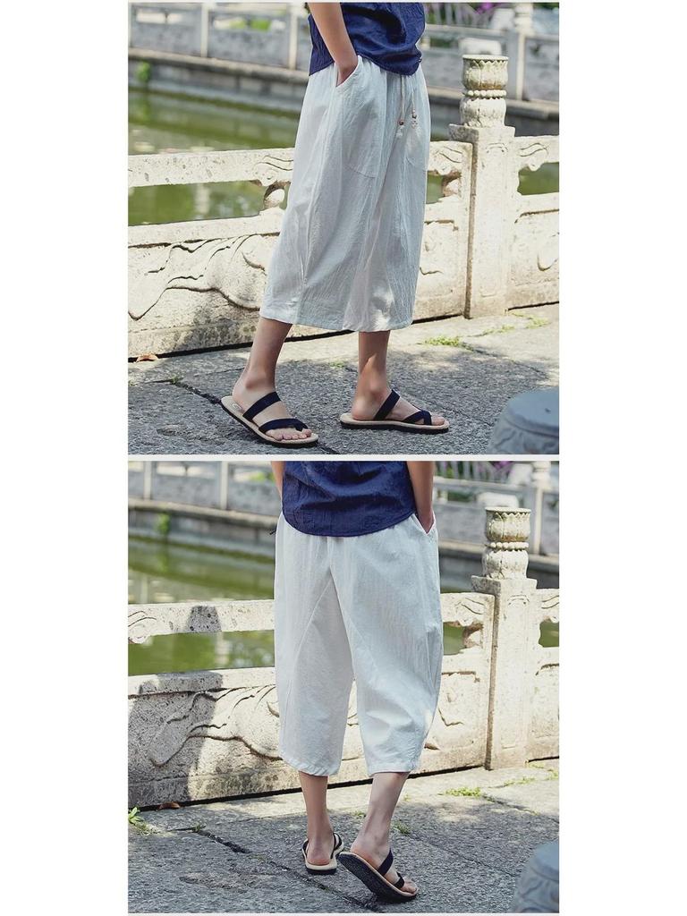 Men's Summer Loose-Fit Cotton & Linen Harem Shorts