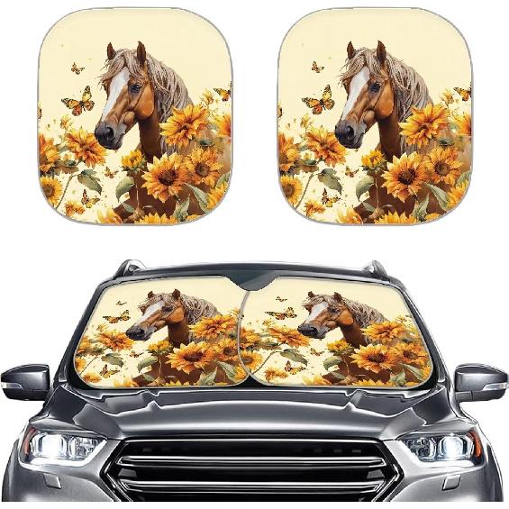 Mushroom Car Windshield Sunshade Daisy Flower Dragonfly Butterfly Mushroom Auto Front Sun Shades Foldable Sunlight Protection Visor Universal Vehicle