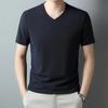 Men's Solid Color V Neck T Shirt Casual Slim Fit Breathable Short Sleeve Basic Top for Daily Wear Brown