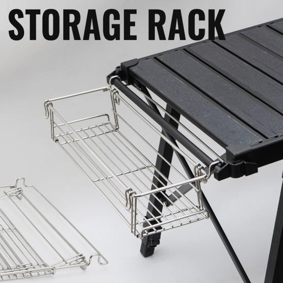 Folding Hanger Compact Foldable Stainless Steel Outdoor Picnic Table Organizer Storage Basket BBQ Accessories
