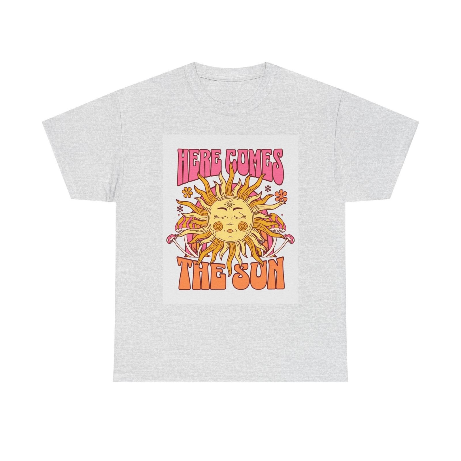 Here Comes The Sun Graphic T Shirt Retro Unisex Heavy Cotton Tee S