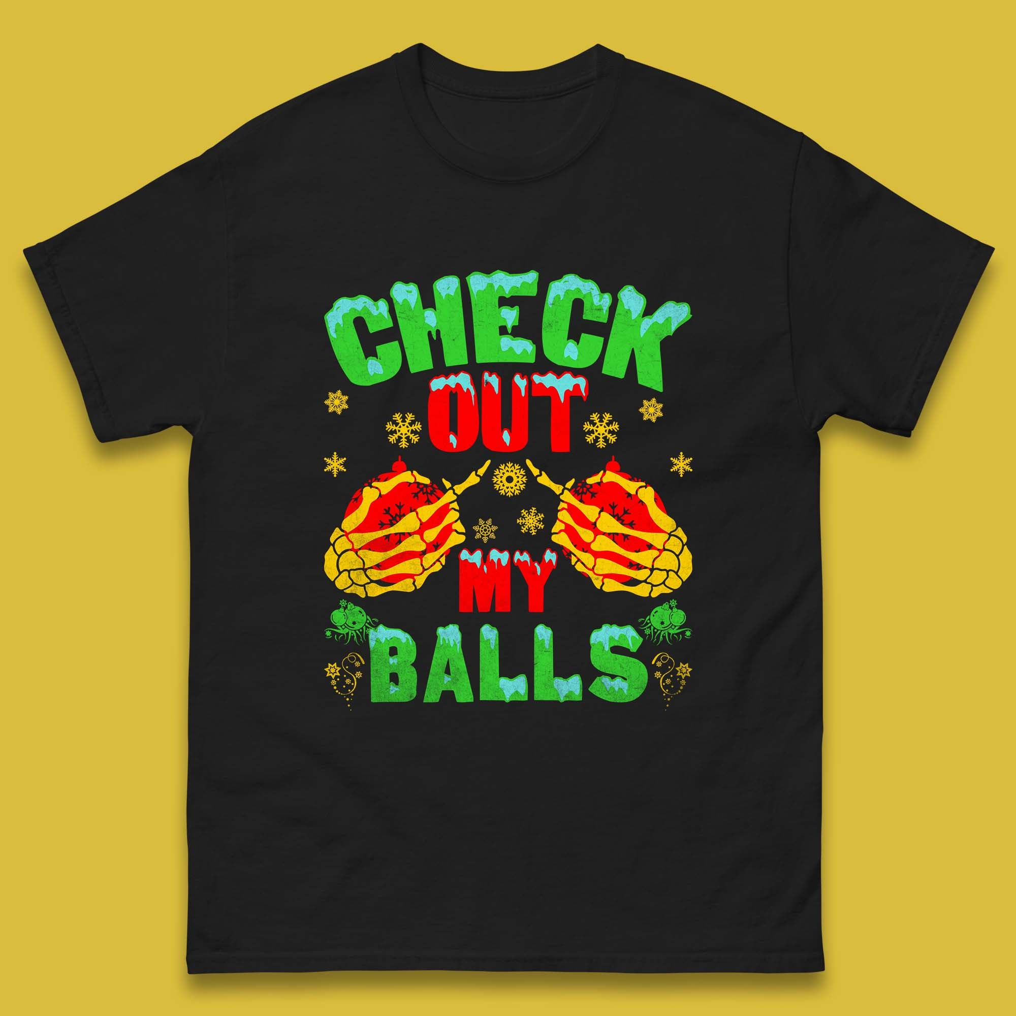 Check Out My Balls Christmas Skeleton Hands Mens T Shirt Womens Tops Tees 2XL
