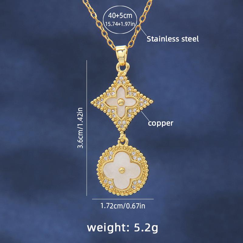 

Модное и роскошное круглое ожерелье из нержавеющей стали с четырьмя листами клевера, элегантная цепочка на ключицу с кисточкой и счастливой травой.