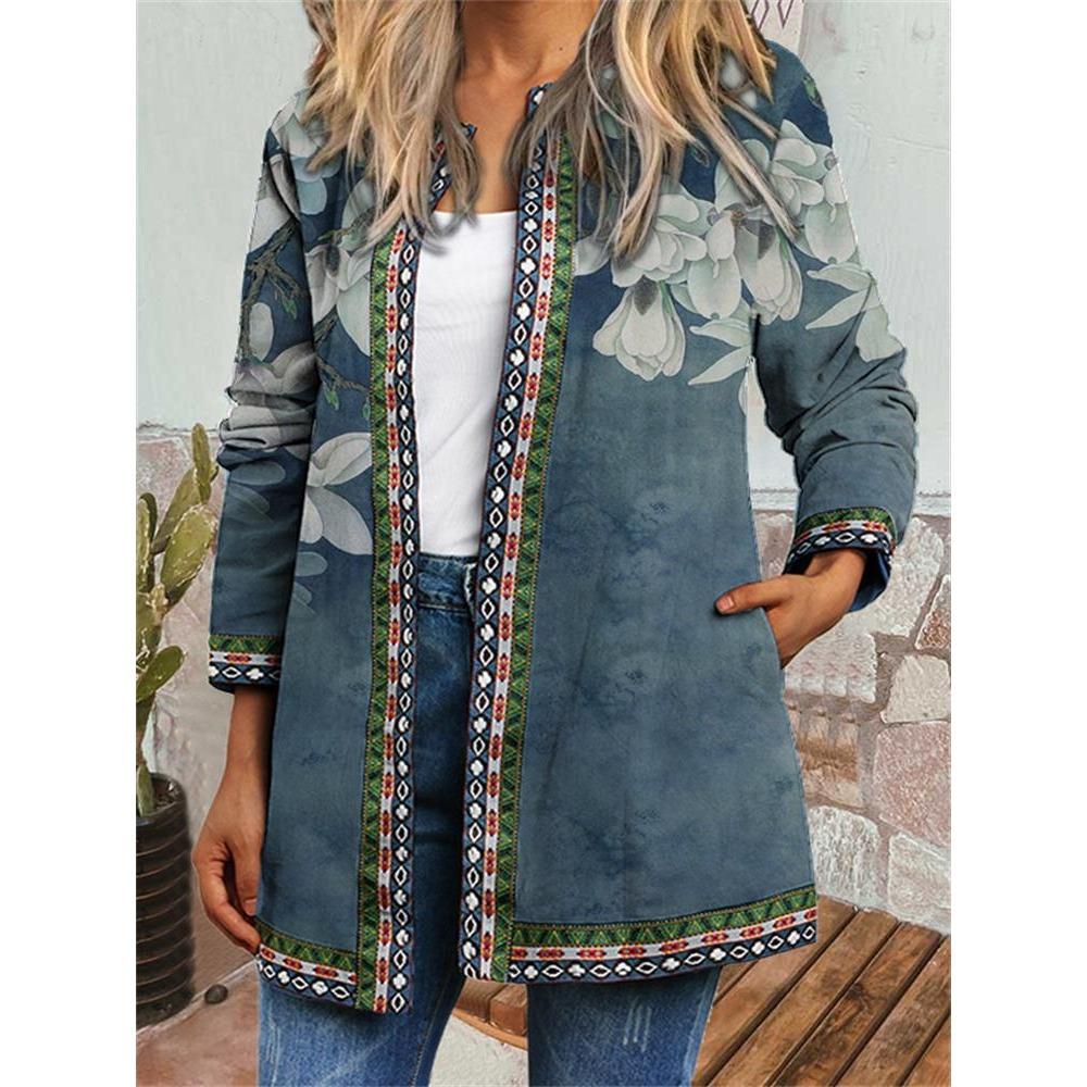 

GMXIA осень зима винтажный этнический стиль принт большой размер куртка кардиган женская одежда XXXXL