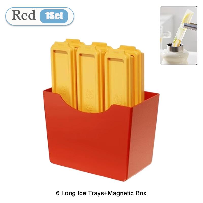 

Fries Shape Ice Mold Silicone Long Strip Ice Cube Tray for Cocktails Drinks Food Display Creative Freezer Dessert Decoration