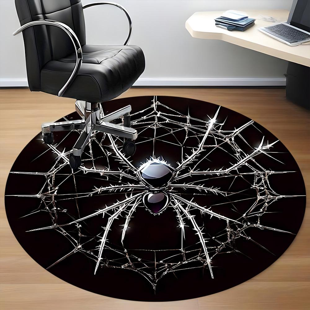 1PC Spider Web Office Round Rug, Non slip, Soft and Durable Office Rug for Interior Decoration, Perfect for Office