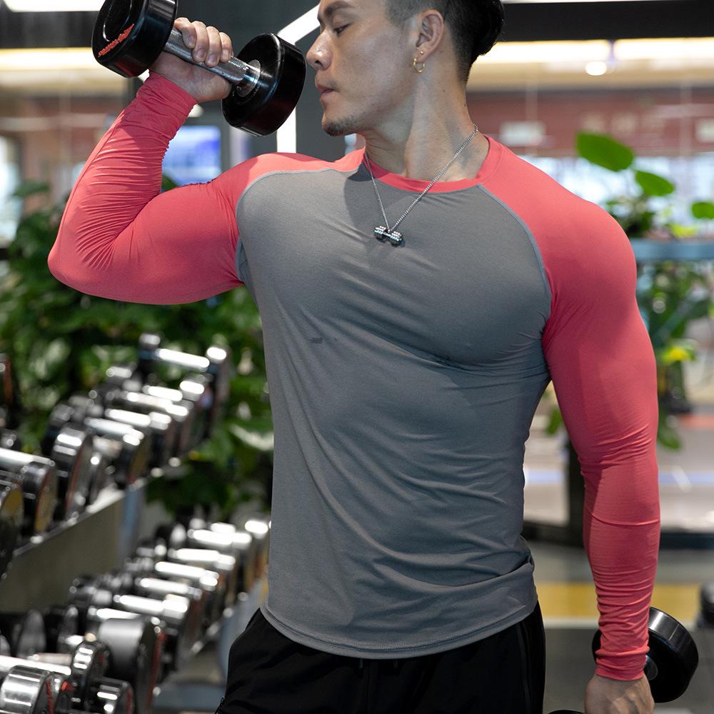 Men's Slim Fit Quick-Dry Ice Silk Long-Sleeve Sports T-Shirt, Moisture-Wicking, Breathable Training Top