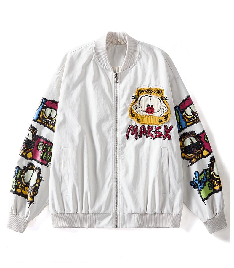 Men's Embroidered Baseball Jacket - Slim Fit, Casual Streetwear for Spring and Autumn