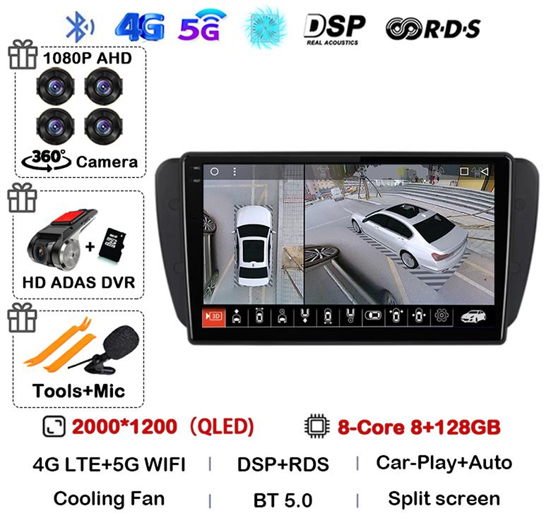 Android 14 Carplay Auto Car Radio For Seat Ibiza 6j 2009 2010 2012 2013 2014 2015 MK4 FR GPS Audio Multimedia WIFI+4G Player DSP