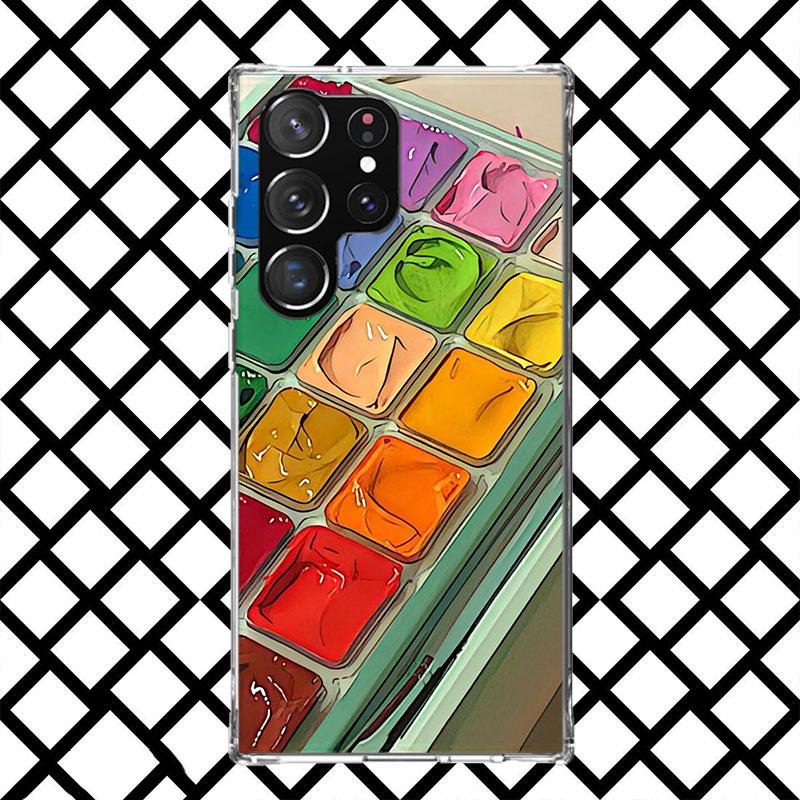 Watercolors Set Paint Palette Painting Phone Case for Samsung Galaxy S26 S25 Edge S24 S23 Ultra S22 Plus S21 FE S20 + Soft Cover
