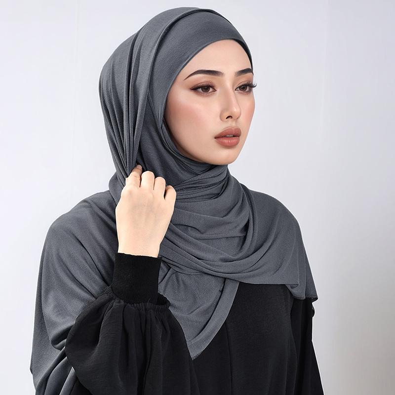 2Pcs Solid Modal Hijab With Full Cover Cap Undercap For Muslim Woman Hijabs Ramadan Headscarf Islam Turban Femme Bandana Set