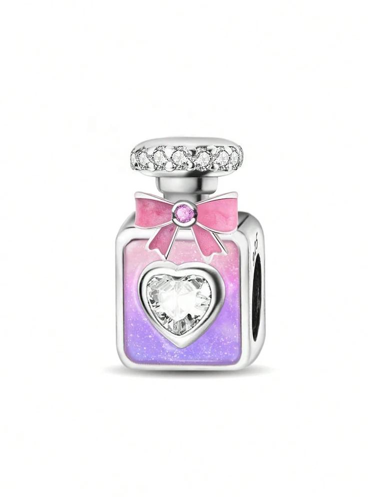 Copper Love Heart Flower Purple Series Safety Chain Charm Beads Fit Original Pan Bracelets Bangles Jewelry Gift