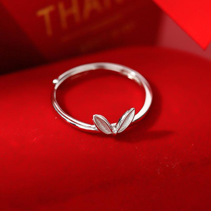 PANJBJ 925 Stamp Silver Color Rabbit Ears Ring for Women Girl Irregular Animal Cute Jewelry Birthday Gift Wholesale Dropshipping