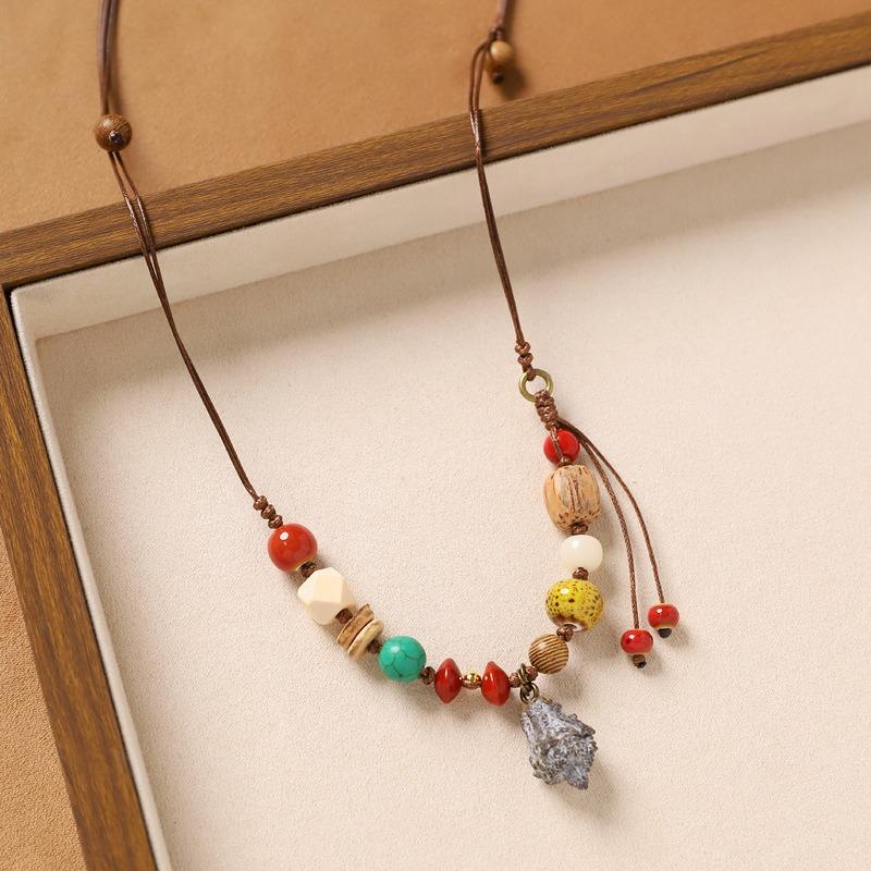 Colier original design plantă fruct ghindă împletită lanț lung literar pentru pulover accesorii pentru femei