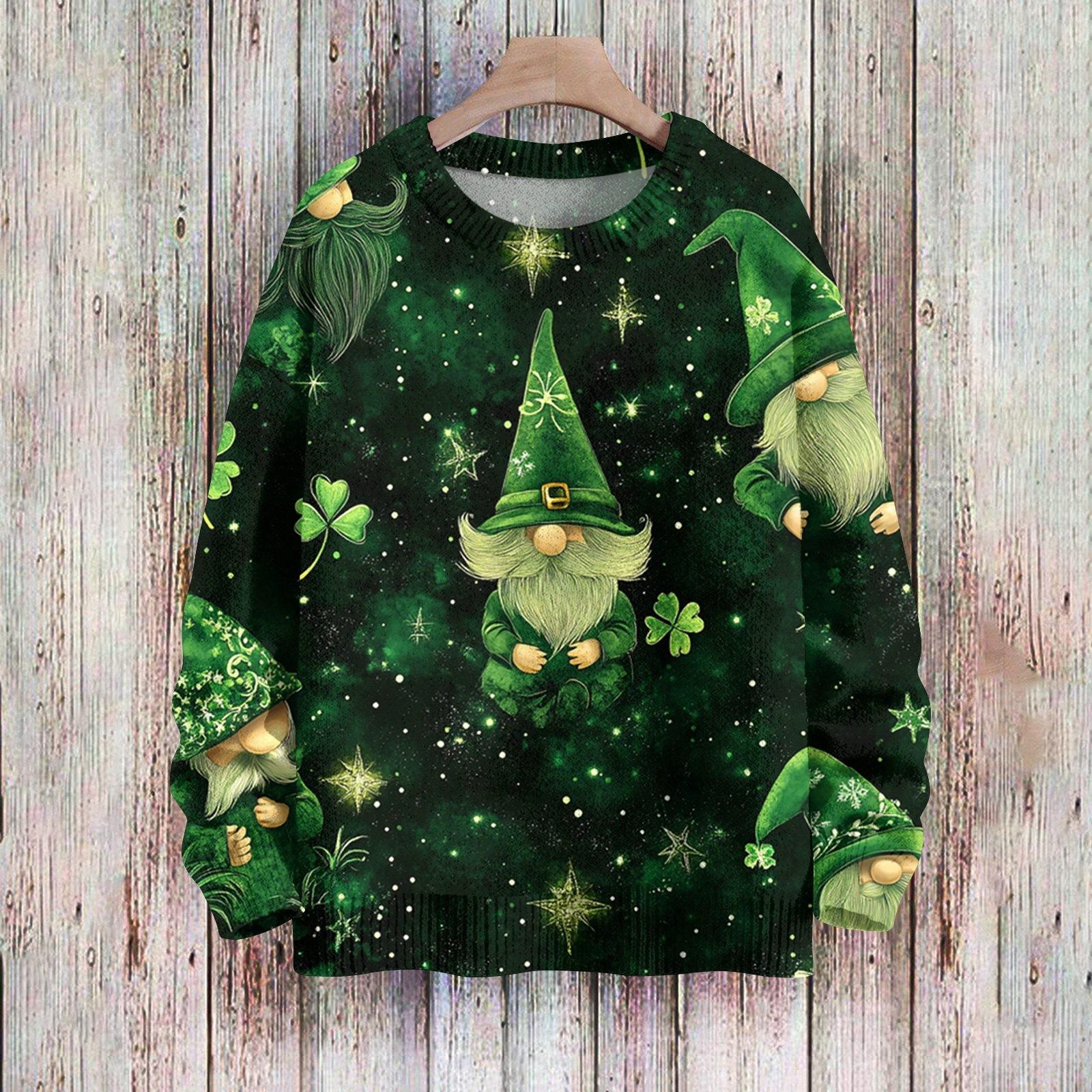 

улица. Свитшоты ко Дню Святого Патрика для детей, вязаные свитера для мальчиков и девочек, симпатичные рубашки, осенние свитера с круглым вырезом 100